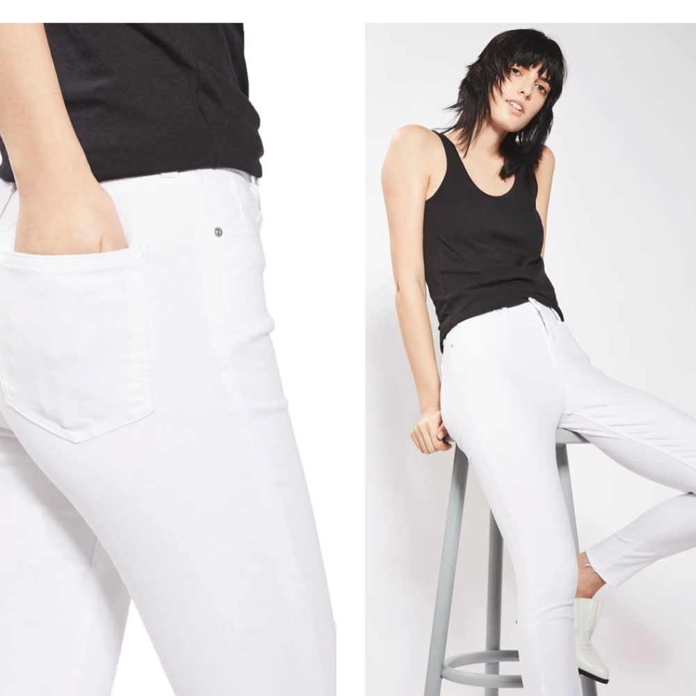 Topshop Jamie Raw Hem white high waisted Skinny Jeans. W28 L32 (fits like 27W)